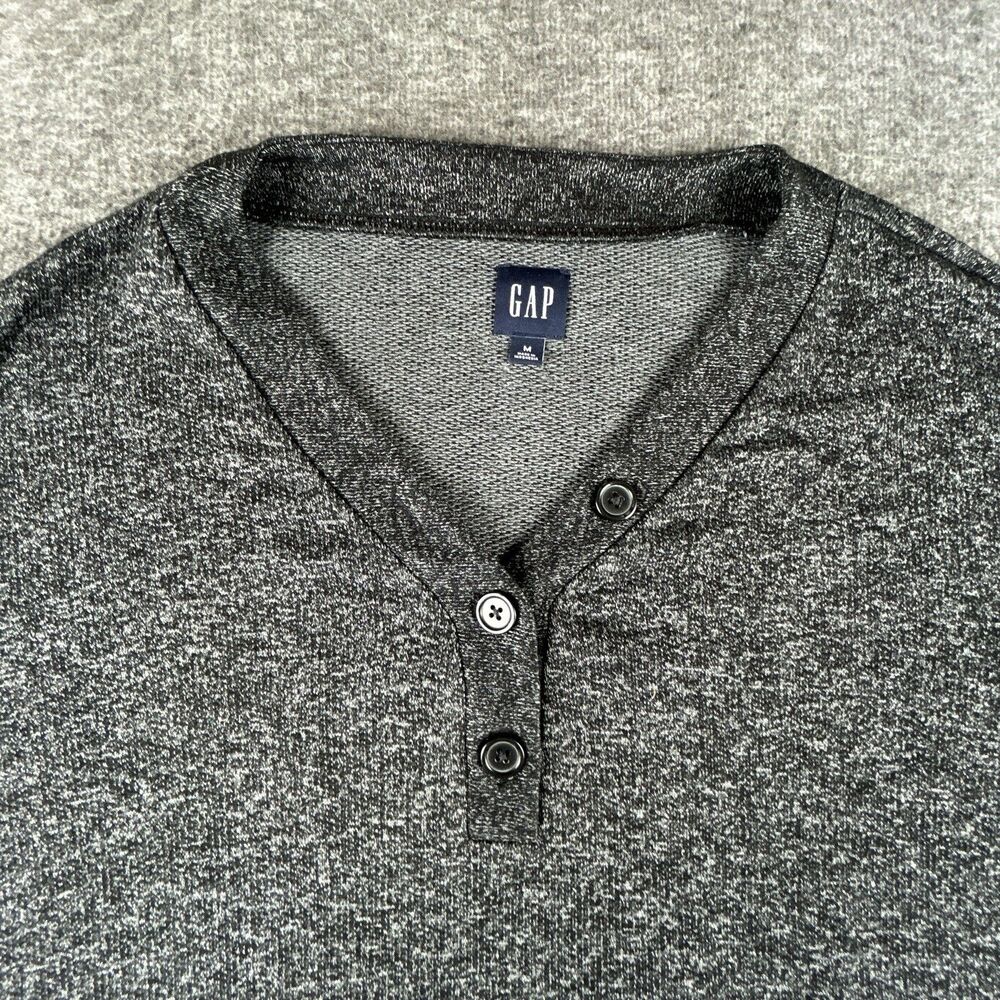 Gap Marled Henley V-Neck Shirt Womens Sz Medium Gray Long Sleeve Button Top - Picture 2 of 9